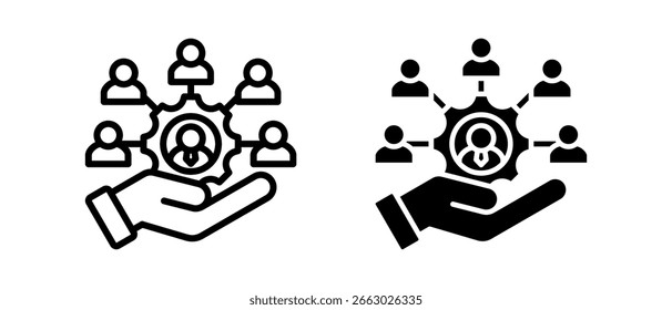 Human Resources multiple icon set of two.line and glyph vector illustration