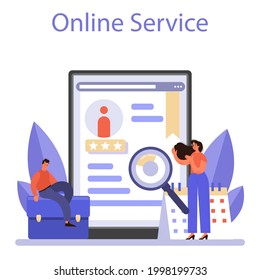Human resources online service or platform. Idea of recruitment and job management. Teamwork management. Flat vector illustration