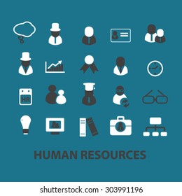 human resources, organization, business, system flat isolated icons, signs, illustrations set, vector for web, application