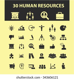 human resources, organization, businessman, management  icons, signs vector concept set for infographics, mobile, website, application
