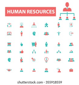 human resources, organization, businessman, management  icons, signs vector concept set for infographics, mobile, website, application
