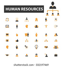 human resources, organization, management, people, avatar icon & sign concept vector set for infographics, website