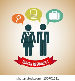 human resources over beige background vector illustration