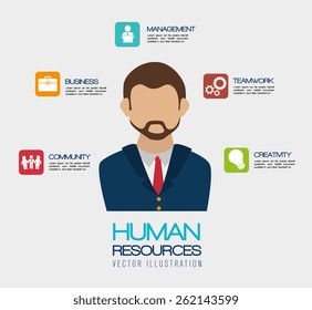 Human resources over white background, vector illustration.