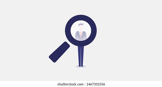 Recursos humanos - Auditoría personal - Diseño de símbolos de cazatalentos o contrataciones con vidrio de aumento