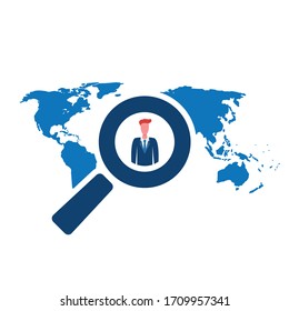 Human Resources - Personal Audit - Headhunter or Workforce Hiring Concept Design with Magnifying Glass
