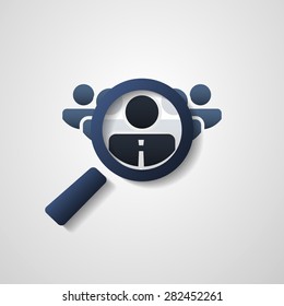 Human Resources - Personal Audit - Headhunter Symbol Design with Magnifying Icon