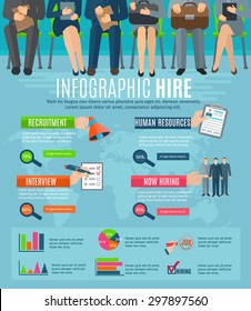 Human resources personnel recruitment and hiring strategy infographics report with  statistic charts and diagrams abstract vector illustration