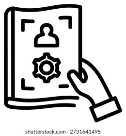 Ilustración vectorial de línea de iconos de manual de recursos humanos