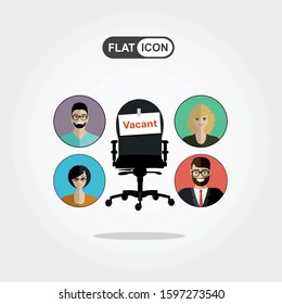 Human resources recruiting planning job business concept with office chair abstract flat vector illustration