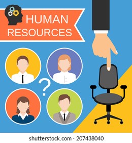 Human Resources Recruiting Planning Job Business Concept With Office Chair Abstract Vector Illustration