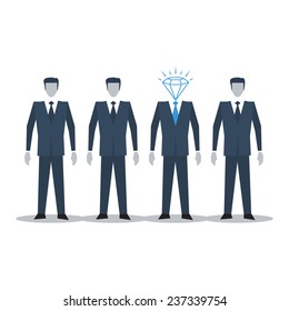 Human resources, recruitment agency, smart people, competition concept, business leader, top manager, vector illustration