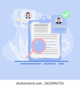 Human resources recruitment concept. Job interview illustration, recruitment agency, in flat style. Human Resources, Recruitment.