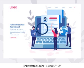Human Resources, Recruitment Concept for web page, banner, presentation, social media, documents, cards, posters. Vector illustration HR, hiring, application form for employment, Looking for talent
