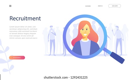 Human Resources, Recruitment Concept for web page, banner, presentation, social media, documents, cards, posters. Vector illustration HR, searching, Looking for talent, monitoring, job hunting, CV