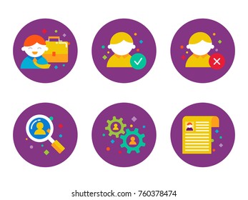 Human resources and recruitment vector icons