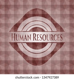 Human Resources red polygonal badge. Seamless.