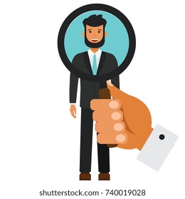 human resources search candidate cartoon flat vector illustration concept on isolated white background