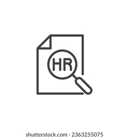 Human resources search line icon. linear style sign for mobile concept and web design. Hiring and Interview outline vector icon. Symbol, logo illustration. Vector graphics