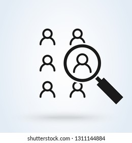 Human resources search thin line isolated flat vector icon