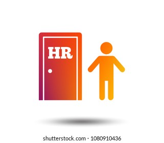 Human resources sign icon. HR symbol. Workforce of business organization. Man at the door. Blurred gradient design element. Vivid graphic flat icon. Vector