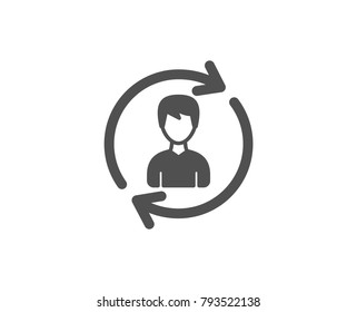 Human Resources simple icon. User Profile sign. Male Person silhouette symbol. Refresh or Update sign. Quality design elements. Classic style. Vector