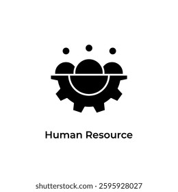Human resources solid icon design. Illustration design people team with gear 