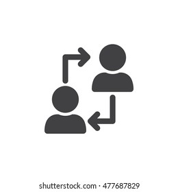 Human resources symbol. Users with arrows icon vector, solid logo illustration, pictogram isolated on white