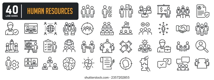 Human resources thin line icons. For website marketing design, logo, app, template, ui, etc. Vector illustration.