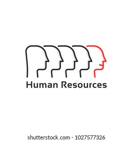 human resources with thin line people. linear trend modern logotype graphic art design isolated on white. concept of rival silhouette in business or cooperation and independent person like influence
