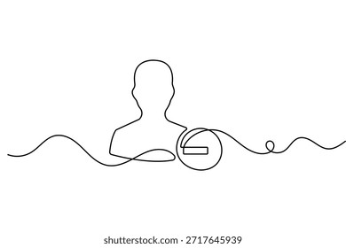 Recursos humanos y Cuenta de usuario símbolo de control de una línea de dibujo para interfaz de Web