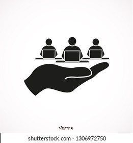 human resources vector banner design concept, flat style with  art icon on white background