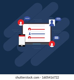 human resources vector banner design concept, flat style with thin line art icons on white background