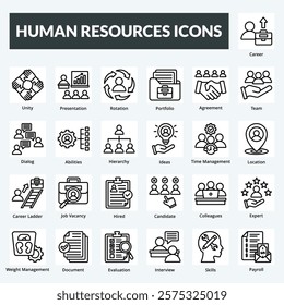 human resources vector line icon set