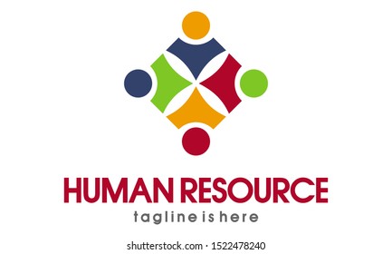 Human resources vector logo template. HR brand. Outsorcing emblem. Teambuilding logotype.