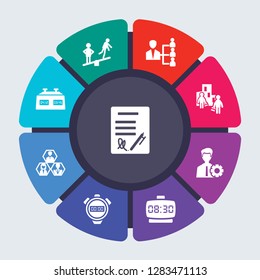 human resources vector template for infographics. Business concept with 9 options, steps, parts, segments. Banner infographic cycling diagram, round chart, Confidentiality agreement, Compare icons