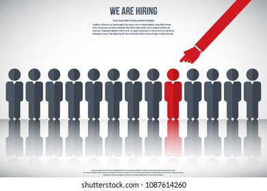 Human resources - we are hiring, poster, web banner, human resources concept, EPS10 vector