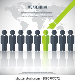 Human resources - we are hiring, poster, web banner, human resources concept, EPS10 vector