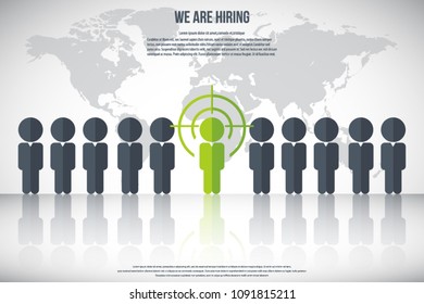Human resources - we are hiring, poster, web banner, human resources concept, EPS10 vector
