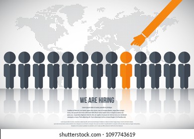 Human resources - we are hiring, poster, web banner, human resources concept, EPS10 vector.