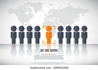 Human resources - we are hiring, poster, web banner, human resources concept, EPS10 vector