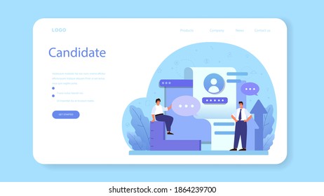 Human resources web banner or landing page. Idea of recruitment and job management. Teamwork management. HR manager occupation. Flat vector illustration