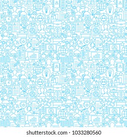 Human Resources White Line Seamless Pattern. Vector Illustration of Outline Tileable Background.