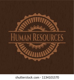Human Resources wooden emblem. Vintage.