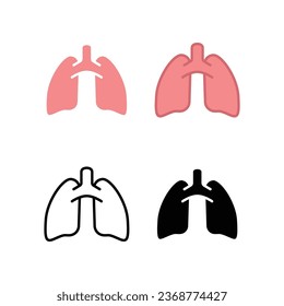 Human respiratory organ, lungs or pulmonary medical care. Internal body organ for breath. Lungs with bronchioles. Lungs icon. Vector illustration. Design on white background. EPS10