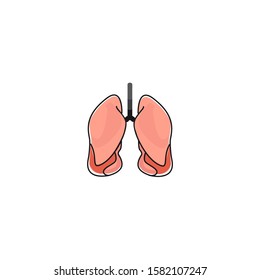 Human respiratory system color icon. Human lungs contour illustration