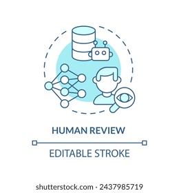 Human review soft blue concept icon. Supervised ai learning. Deep learning techniques. Round shape line illustration. Abstract idea. Graphic design. Easy to use in infographic, presentation