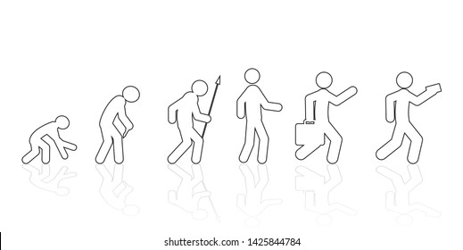 Human revolution, progress walk stages, vector