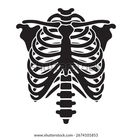 Human rib cage skeleton silhouette vector illustration