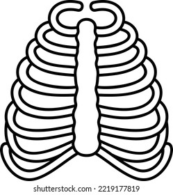 Human Ribs Concept, Bone Cage Vector Outline Icon Design, Organ System Symbol, Human Anatomy Sign, Human Body Part Stock Illustration,